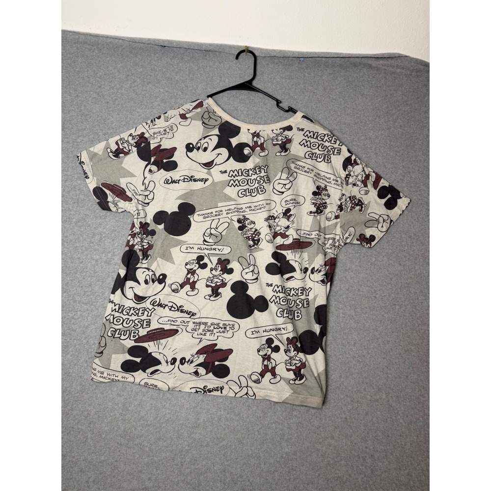 Disney Mickey Mouse at Primark T-Shirt Womens L All Over Comic Print Cream Grey